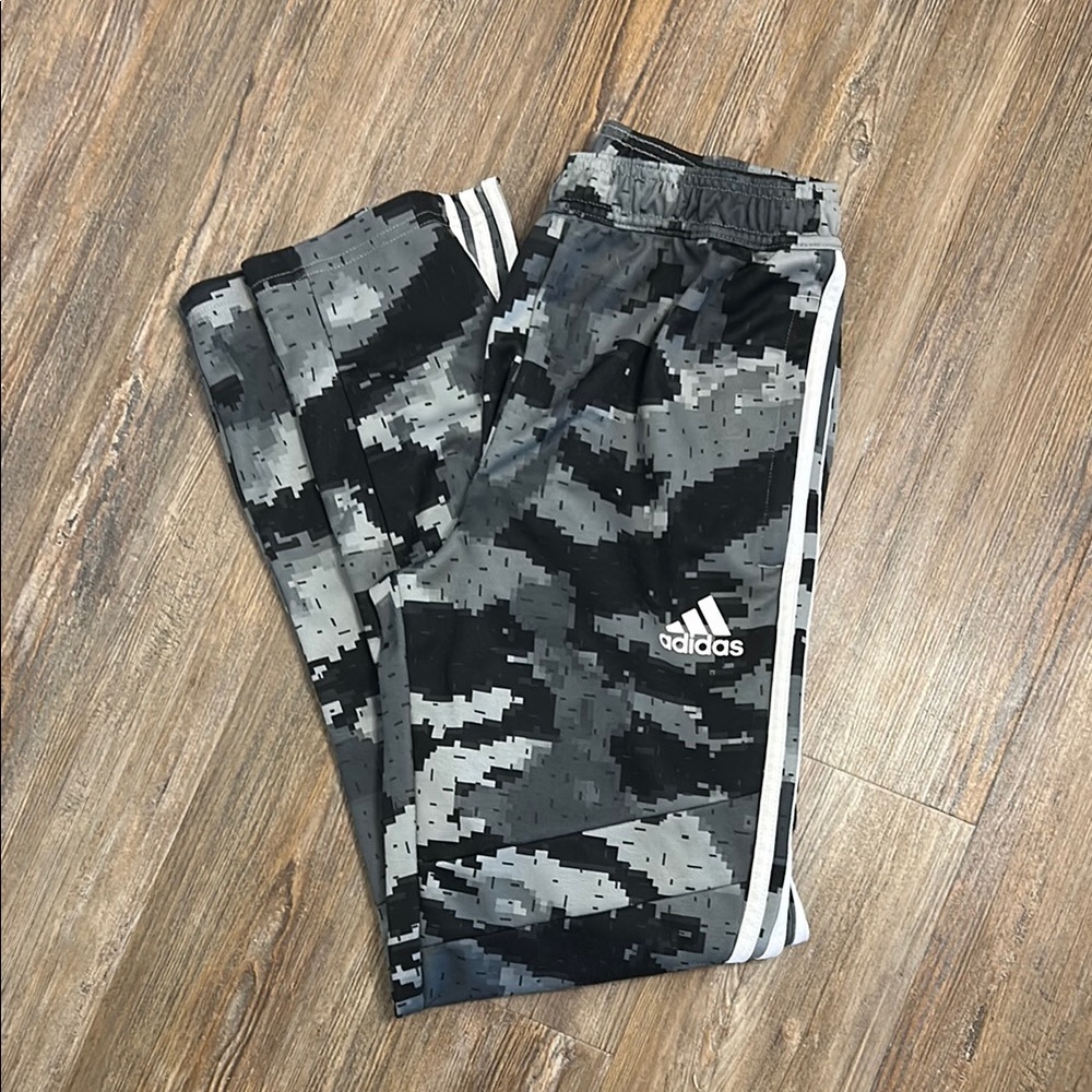 Adidas Kids Camouflage Track Pants - Black and Gray